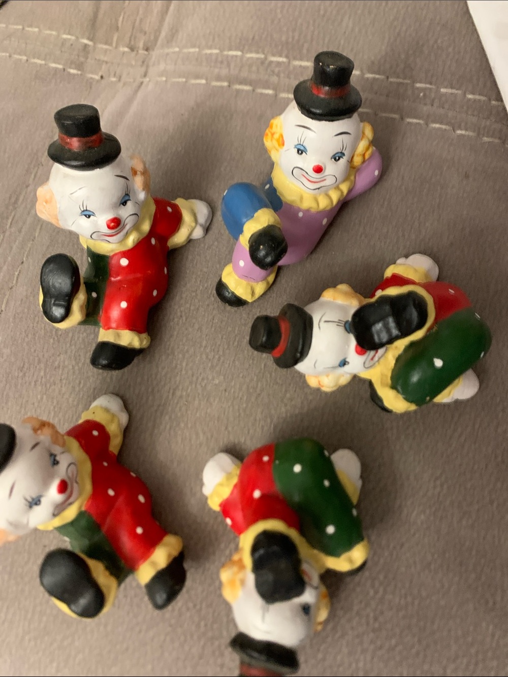 Vintage Set of Colorful Clown Home Decor Figures -